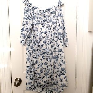 White and Blue off the should dress